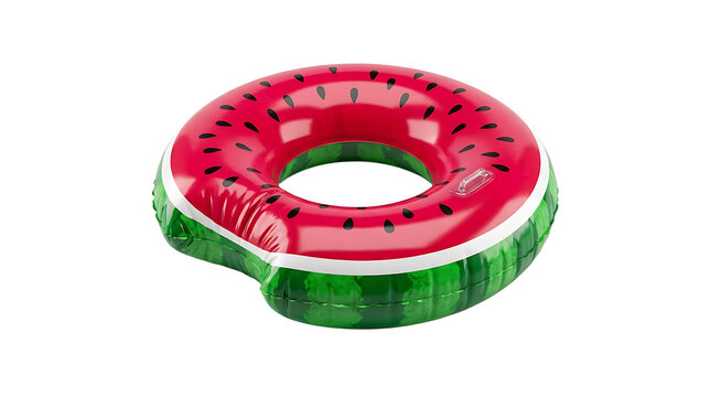 Watermelon inflatable pool float isolated on transparent background