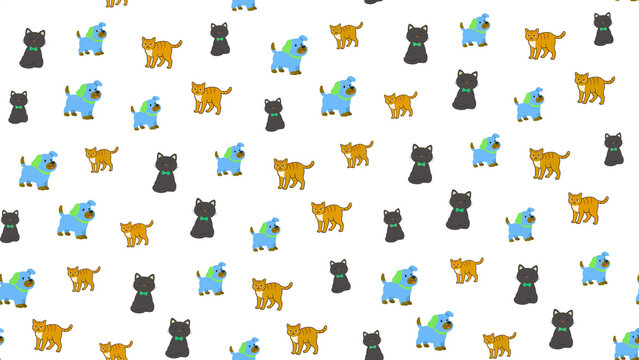 Cartoon cats and dogs pattern
