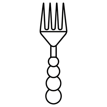 Line art fork with stacked circles on handle