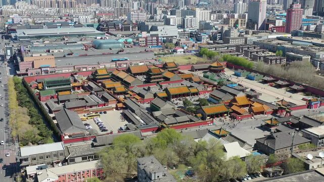 Aerial View of Traditional Chinese Palace Complex in Shenyang, China in Shenyang, Liaoning, China