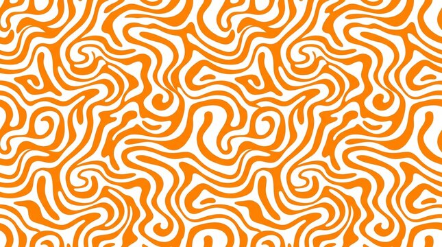 Orange abstract wavy seamless pattern background