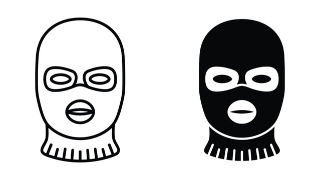 Balaclava mask robber criminal head silhouette vector icon design