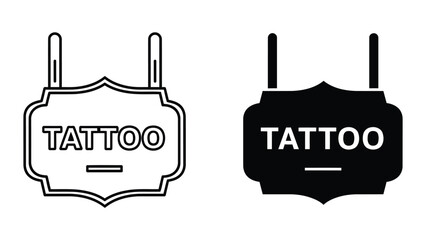 Obraz premium Vintage tattoo studio shop sign vector icon isolated on transparent background