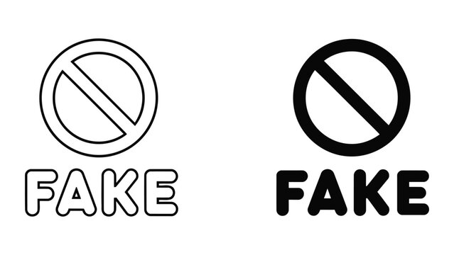 Prohibited fake symbol with forbidden sign vector icon on transparent background