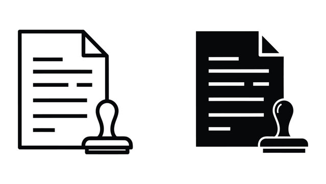 Document paper sheet with official stamp vector icon on transparent background