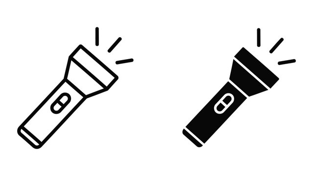 Handheld flashlight beam vector icon isolated on transparent background