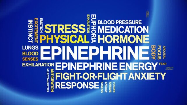 Epinephrine animated word cloud-text design animation tag kinetic typography seamless loop.