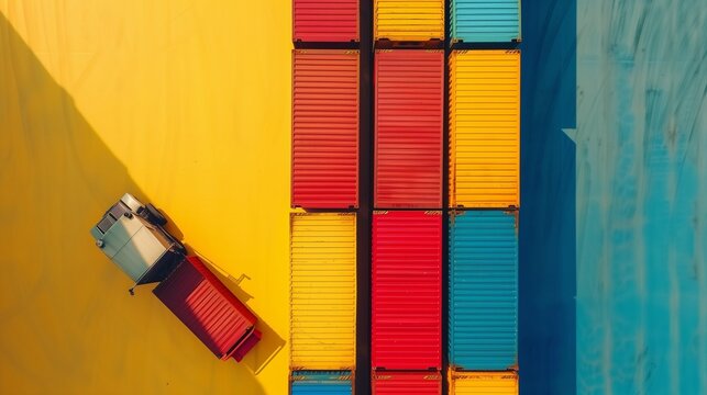Minimal composition with full logistics chain and copy space.