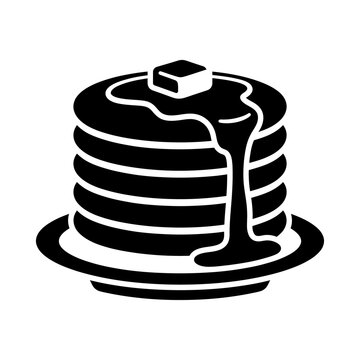 Pancake stack silhouette with black color design representing delicious breakfast meal food item for cafe restaurant menu or cooking and culinary culinary arts.