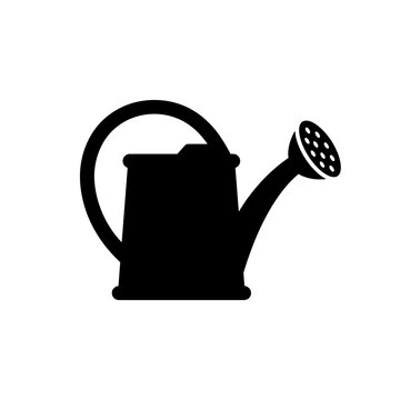 Black silhouette watering can icon isolated on transparent background, perfect for gardening, agricultural, and household use in various designs.
