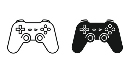 Video game controller gamepad icon set isolated on white for gaming and entertainment © Druvo