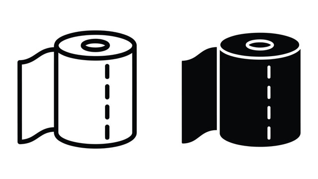 Toilet paper roll vector icon set isolated on white for restroom and hygiene concepts