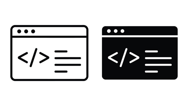 Coding window outline and solid fill vector graphic