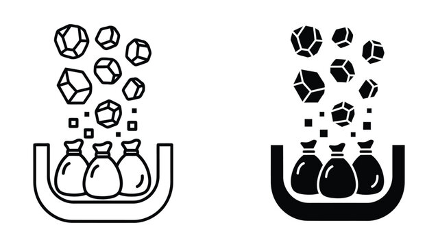 Coal mining outline and solid fill vector graphic