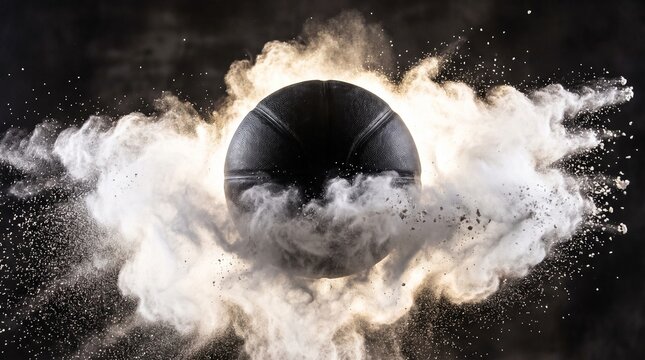 Black Basketball Isolated Sports Equipment with Realistic Textured Surface for Athletic Training and Commercial Design