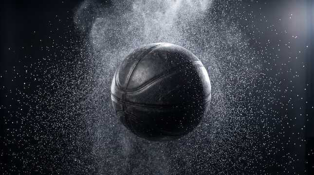 Black Basketball Isolated Sports Equipment with Realistic Textured Surface for Athletic Training and Commercial Design