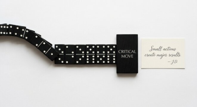 Black Domino Tiles in a Strategic Row Leading to a Critical Move Card