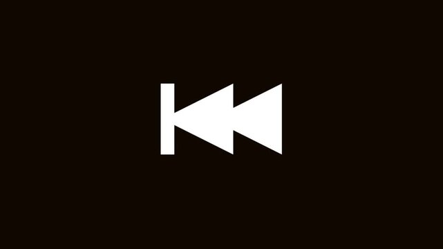 White Previous Track Media Control Symbol on Black Background