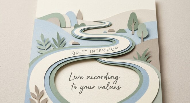 Winding Paper Pathway Illustrating 'Quiet Intention' and Living by Values