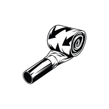 Party Blower Noisemaker &mdash; Black and White Vintage Style Illustration