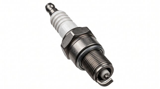 Automotive Engine Spark Plug Component Isolated on White