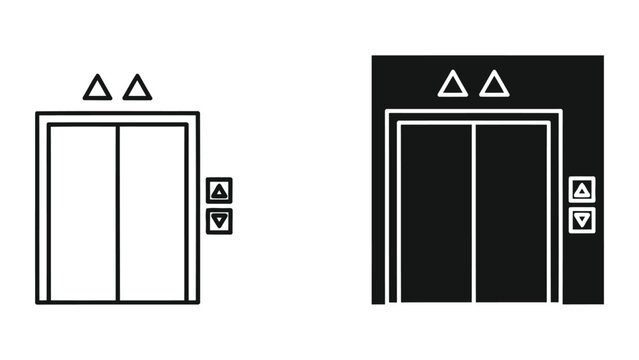 Modern elevator doors with call up and down buttons in crisp professional vector style