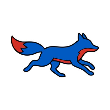 Running Fox Side View Flat Vector Icon for Wildlife and Nature Educational Designs