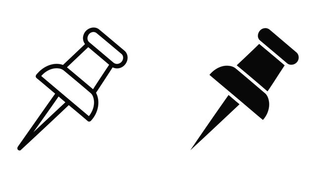 Push pin icon for office and organization isolated on transparent background vector