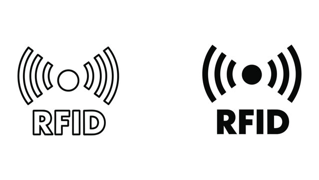 RFID wireless identification signal icon for secure contactless payment technology