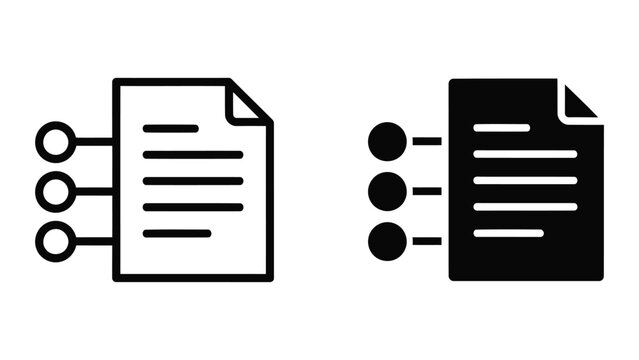 Document list icon vector simple outline and solid fill