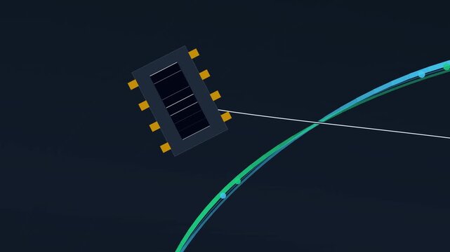 3D scientific animation of a Sagnac resonator demonstrating counter-propagating light modes for measuring angular velocity in optical physics and photonics systems