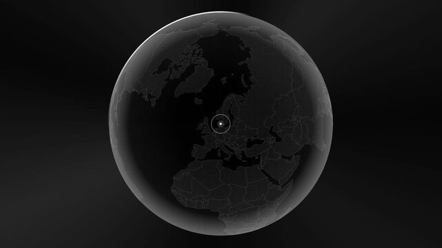 Denmark Highlighted on Digital Globe Map with Target Pin