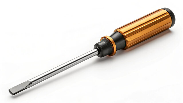 Flathead screwdriver tool isolated on clean white background