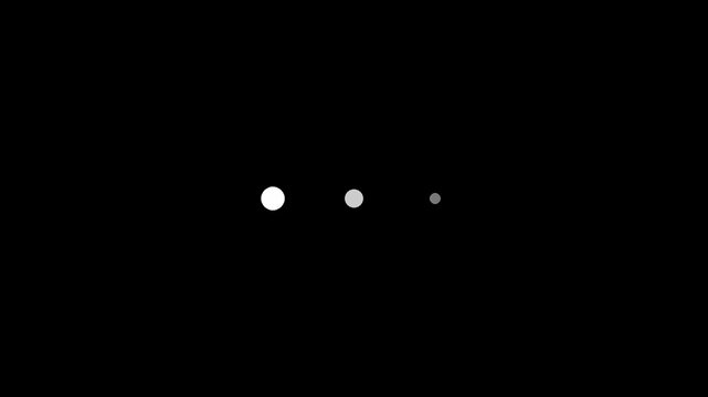 Three pulsing loading dots bouncing in sequence on a black background loop