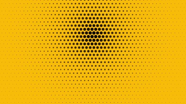 Abstract yellow background with a black halftone dot pattern gradient.