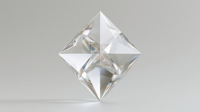 Geometric diamond crystal abstract shape reflecting light for luxury and modern design backgrounds.