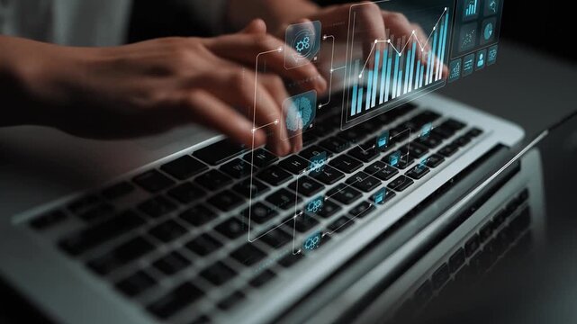 Data flow from database and cloud to processing and analytics dashboards, representing data analysis, automation, insight generation, and digital intelligence Marrow