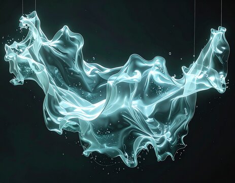 Weightless Liquid Phenomenon Representing Supernatural Fluid Suspended and Flowing Without Gravity