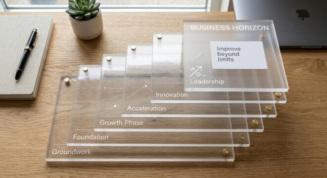 Transparent Acrylic Layers Depicting Business Growth and Innovation Strategy