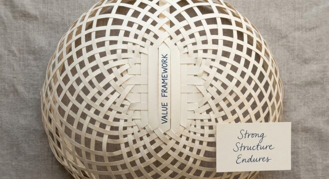 Woven Cardstock Strips Forming a Complex Value Framework Structure