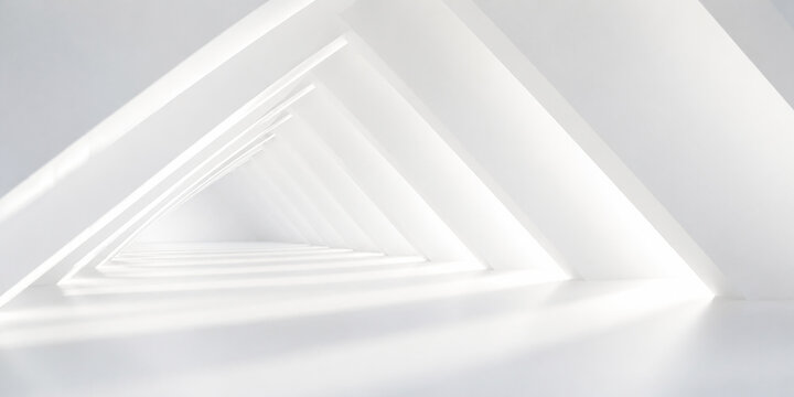 Modern Minimalist White Architectural Tunnel with Geometric Perspective Lines