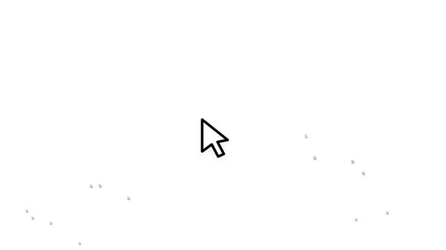Computer Mouse Cursor Arrow Clicking and Moving on White Background