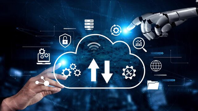 Futuristic Concept of Cloud Computing with Robotic Hand and Human Hand Interacting in Digital Space for Data Exchange and Management. Entropy.