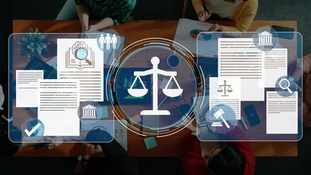 Collaborative Law Meeting with Digital Scales Symbolizing Justice and Legal Concepts, Focus on Teamwork and Decision-Making Processes in Law. Entropy.