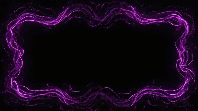Glowing purple wavy energy lines animating to form a rectangular frame on a black background