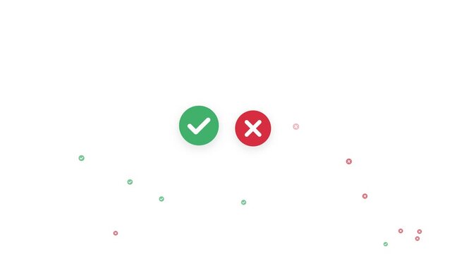 Animated Green Checkmark and Red Cross Icons on White Background