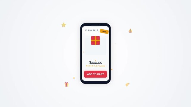 Smartphone Flash Sale Interface with Gift Icon and Add to Cart Button for E Commerce Design