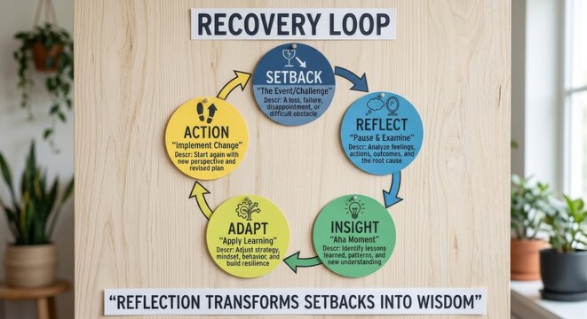 The Recovery Loop: A Visual Cycle of Action, Adaption, Insight, Reflection, and Setbacks