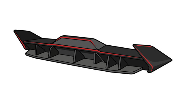 Vector illustration of a modern car spoiler with red accents