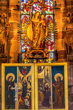 Altar Stained Glass Triptych Frauenkirche Nuremberg Germany